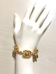 Vintage Chanel Turnlock CC closure and CHANEL letter dangle bracelet. Must have 90s jewelry. CC and logo letter charm bracelet. 060801re