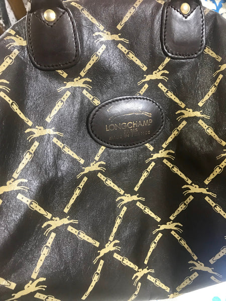 80's vintage Longchamp classic dark brown nappa leather mini