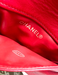 Vintage CHANEL red leather belt bag, fanny pack with detachable chain belt and CC stitch mark on flap. Fits 29.5" through 32.8"