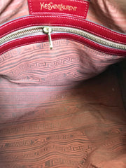 Vintage Yves Saint Laurent red brown handbag , mini duffle bag. Classic speedy bag design unisex YSL purse. 050320r13
