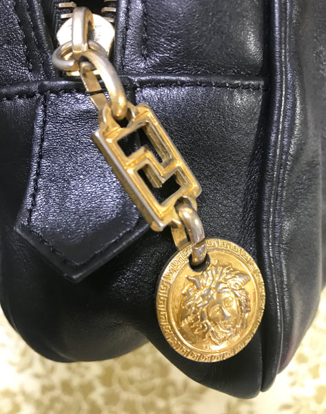 Gianni Versace Medusa Logo Handbag Black Gold KNOCKOFF Purse Designer Bag