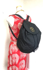 Vintage Sonia Rykiel black lightweight quilted fabric backpack. Travel bag. Made in France.