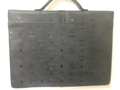 Vintage MCM black monogram briefcase, business bag, document purse with leather handle. Great masterpiece by Michael Cromer. 050320r19