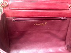 Vintage CHANEL red lamb leather shoulder bag with golden CC button motifs at flap. Rare purse. 070610re1