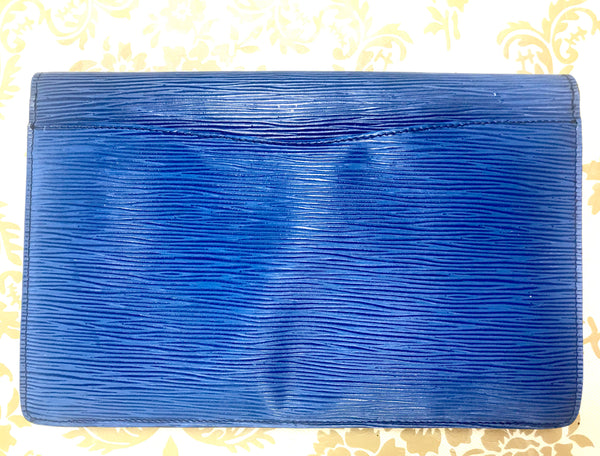 Louis Vuitton Epi Royal Blue Embossed LV Logo Wallet