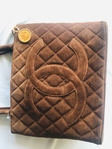 Vintage CHANEL brown suede classic tote bag with large CC mark and gol –  eNdApPi ***where you can find your favorite designer vintages..authentic,  affordable, and lovable.