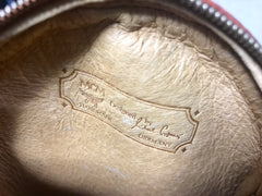 Vintage MCM brown monogram mini Suzy Wong chain shoulder purse with red fringes. Designed by Michael Cromer. Rare purse.