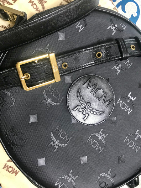 MCM Black Quilted Tambourine Bag with Tassles