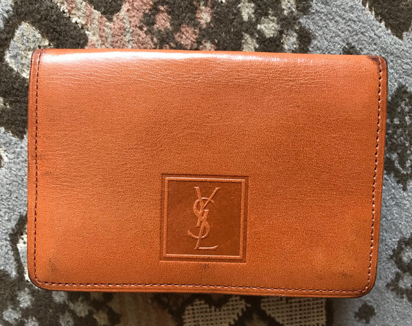 Elegant Vintage YSL Yves Saint Laurent Checkbook Wallet Brown Genuine  Leather 