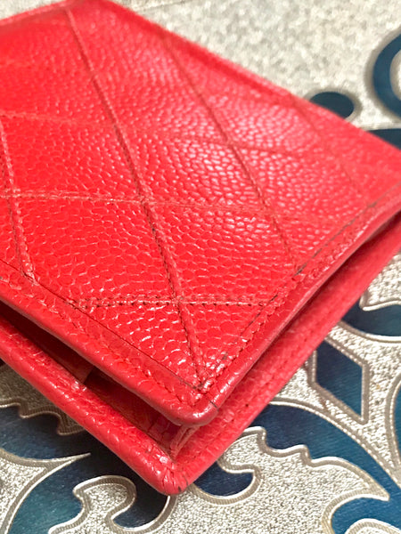 Vintage CHANEL red stitched caviar leather square wallet, bill, card c –  eNdApPi ***where you can find your favorite designer  vintages..authentic, affordable, and lovable.