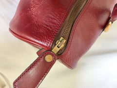 Vintage Yves Saint Laurent red brown handbag , mini duffle bag. Classic speedy bag design unisex YSL purse. 050320r13