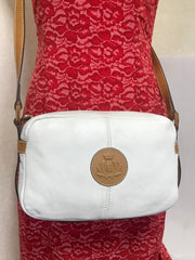 Vintage Fendi white and brown leather shoulder bag. Rare purse back in the era. 060905r2
