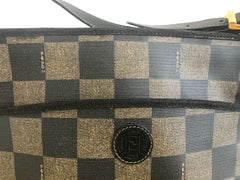 Vintage FENDI pecan chess pattern shoulder bag with FF logo motif. Classic purse for daily and unisex use. Must have.