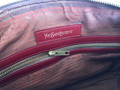 Vintage Yves Saint Laurent red brown handbag , mini duffle bag. Classic speedy bag design unisex YSL purse. 050320r13
