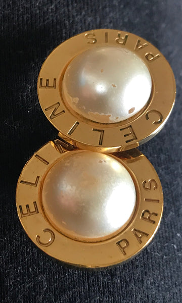 Vintage Celine golden round ball and logo embossed frame earrings. Cla –  eNdApPi ***where you can find your favorite designer  vintages..authentic, affordable, and lovable.