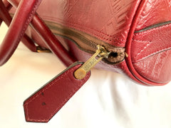 Vintage Yves Saint Laurent red brown handbag , mini duffle bag. Classic speedy bag design unisex YSL purse. 050320r13