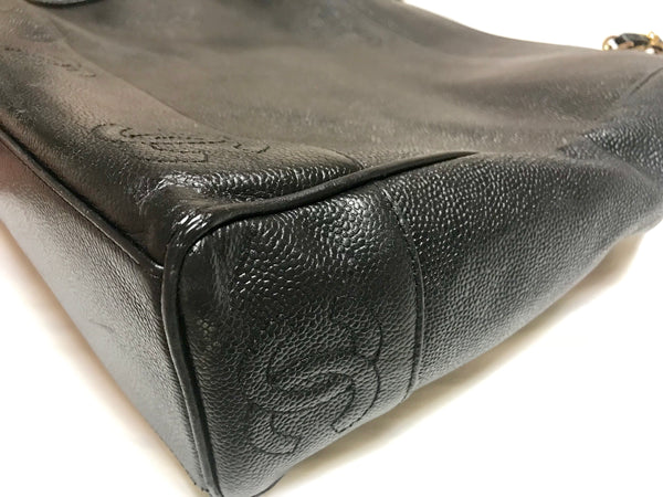 Chanel Coco Mark Caviarskin Chain Tote Bag Black ASL3083