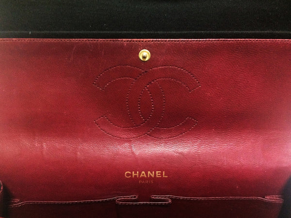 Vintage Chanel classic black jersey 2.55 bag with double flap and skinny  chains For Sale at 1stDibs