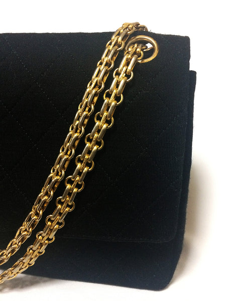 Bonhams : Chanel a Black Jersey Double Flap Bag 1970s