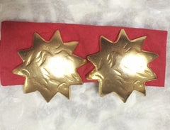 Vintage KENZO golden sun, star shape mod earrings. Chic, mod, and rare masterpiece jewelry. Great gift idea. 060905r1