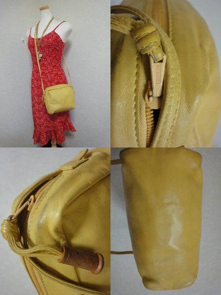 Vintage Etro Yellow Leather Crossbody Bag 