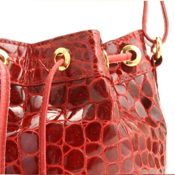 Vintage Crocodile Pattern Glossy Crossbody Bag, Leather Textured