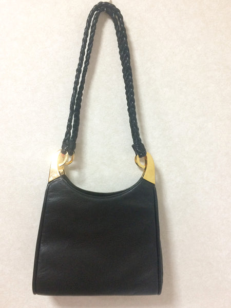 Small Leather Crossbody Handbag with Braided Trapezoids