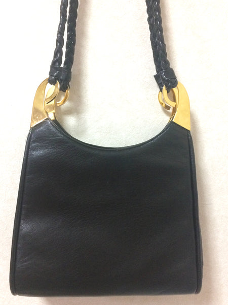 BALLY Leather Bag Vintage Shoulder Safe Lock Black Strap Red 