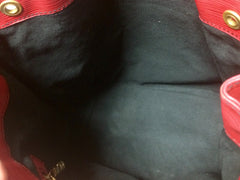 Vintage Louis Vuitton red, blue, and green, epi bucket hobo GM noe shoulder bag. Classic LV bag.