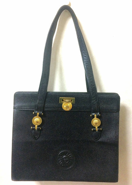 Vintage Gianni Versace black leather Kelly bag style shoulder tote bag –  eNdApPi ***where you can find your favorite designer  vintages..authentic, affordable, and lovable.