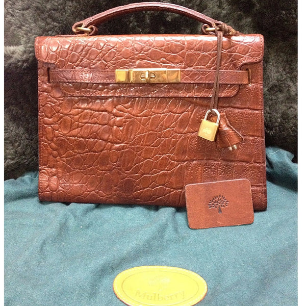 Mulberry Vintage Brown Crocodile Embossed Leather Shoulder Bag ○ Labellov ○  Buy and Sell Authentic Luxury