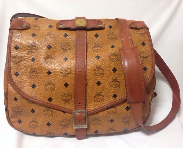 MCM Visetos Leather Vintage Shoulder Cross Body Bag Brown From Japan
