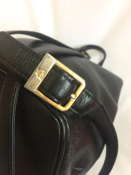 MCM Vintage Leather Signature Gold Studs Tote BAG IN BLACK