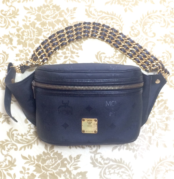 MCM Black Monogram Visetos Leather Embossed Bum Bag Fanny Pack ref.322361 -  Joli Closet