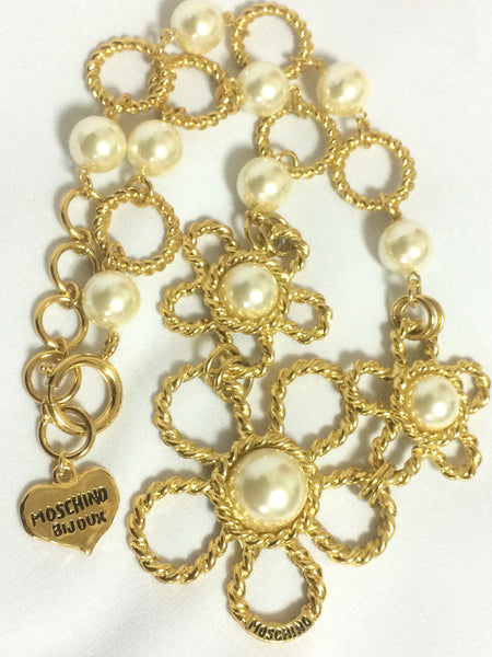 Vintage Moschino Necklace Gold Tone Choker Necklace Moschino 