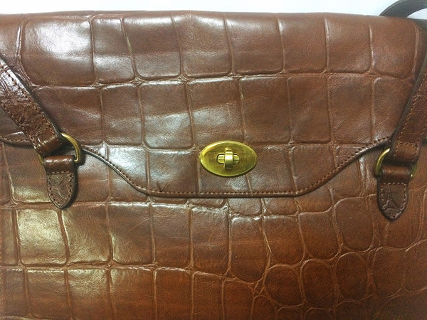Mulberry England Vintage Ostrich Leather Top Handle Crossbody Bag