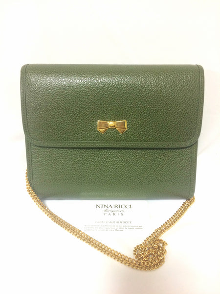 Chantilly' Nappa Leather handbag Green & Gold