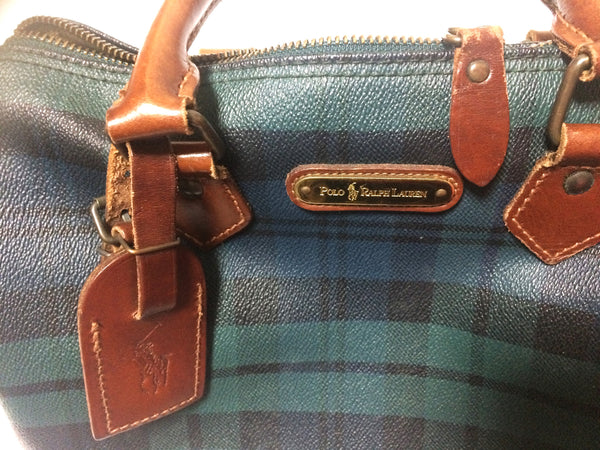 Vintage Ralph Lauren green tartan-checked purse in speedy bag