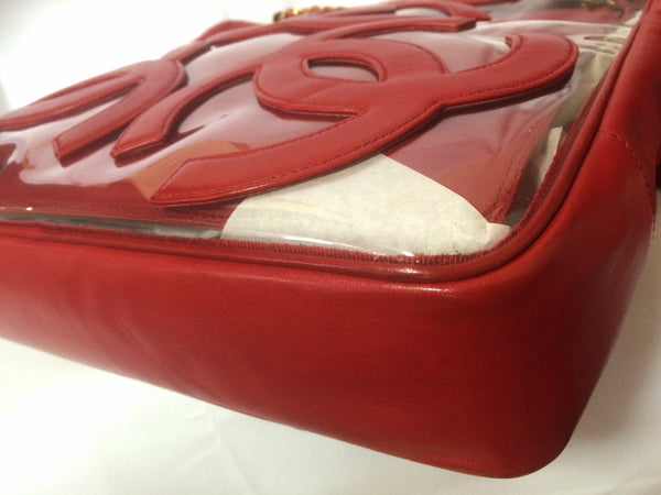 CHANEL 1995 Transparent Patent Leather CC Bag / Shopping Tote by