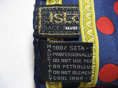 MINT. Vintage Gianni Versace navy, red polka dot, white gradation and medusa pattern print silk scarf. Gorgeous masterpiece from Italy