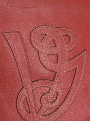 Vintage Valentino Garavani red pigskin shoulder clutch bag with unique logo stitch mark.