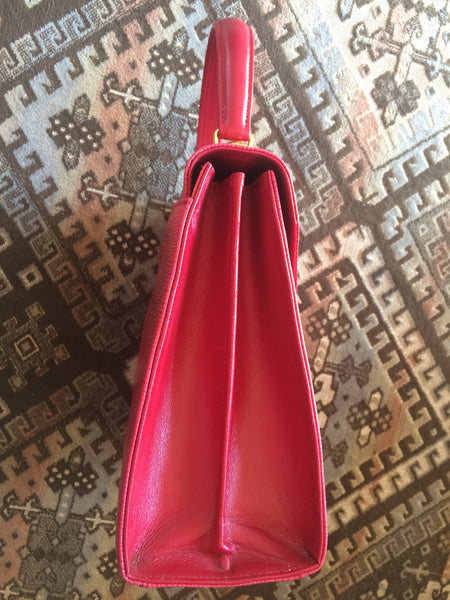 Vintage Valentino Garavani pink red epi leather handbag with round V logo  motif. at 1stDibs
