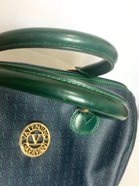 Vintage Valentino Garavani blue and green speedy bag style handbag