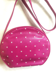 Vintage Valentino Garavani pink leather round shape shoulder purse with white small flower embroideries all over. So chic and cute.