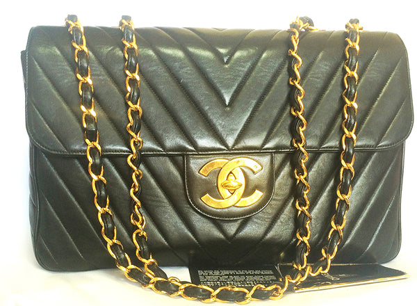 CHANEL Timeless V-Stitch Double Chain Shoulder Bag VERY RARE