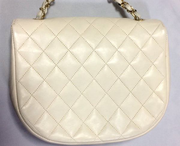 Vintage Authentic YSL White Ivory Leather Crossbody Bag France