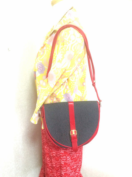 Vintage Yves Saint Laurent oval navy shoulder bag with red leather sho –  eNdApPi ***where you can find your favorite designer  vintages..authentic, affordable, and lovable.