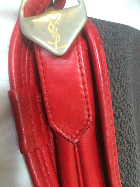 Yves Saint Laurent YSL Logo Leather Messenger Bag Red