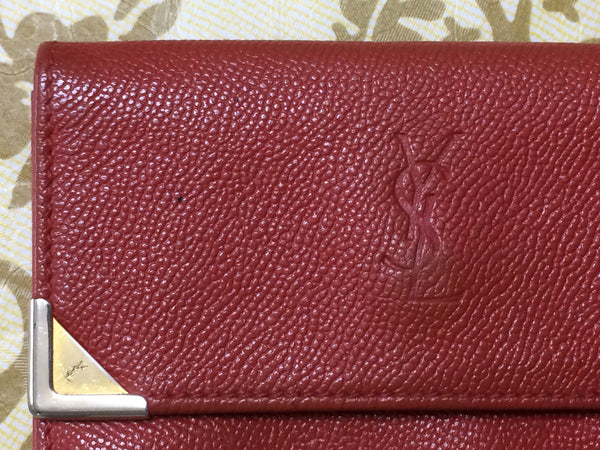 Authenticated Used YVES SAINT LAURENT Passport Case Monogram Red