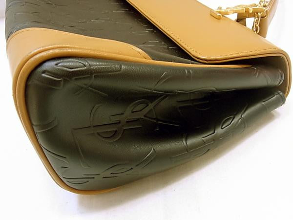 Auth Yves Saint Laurent Clutch Second Bag Black Gold YSL Leather